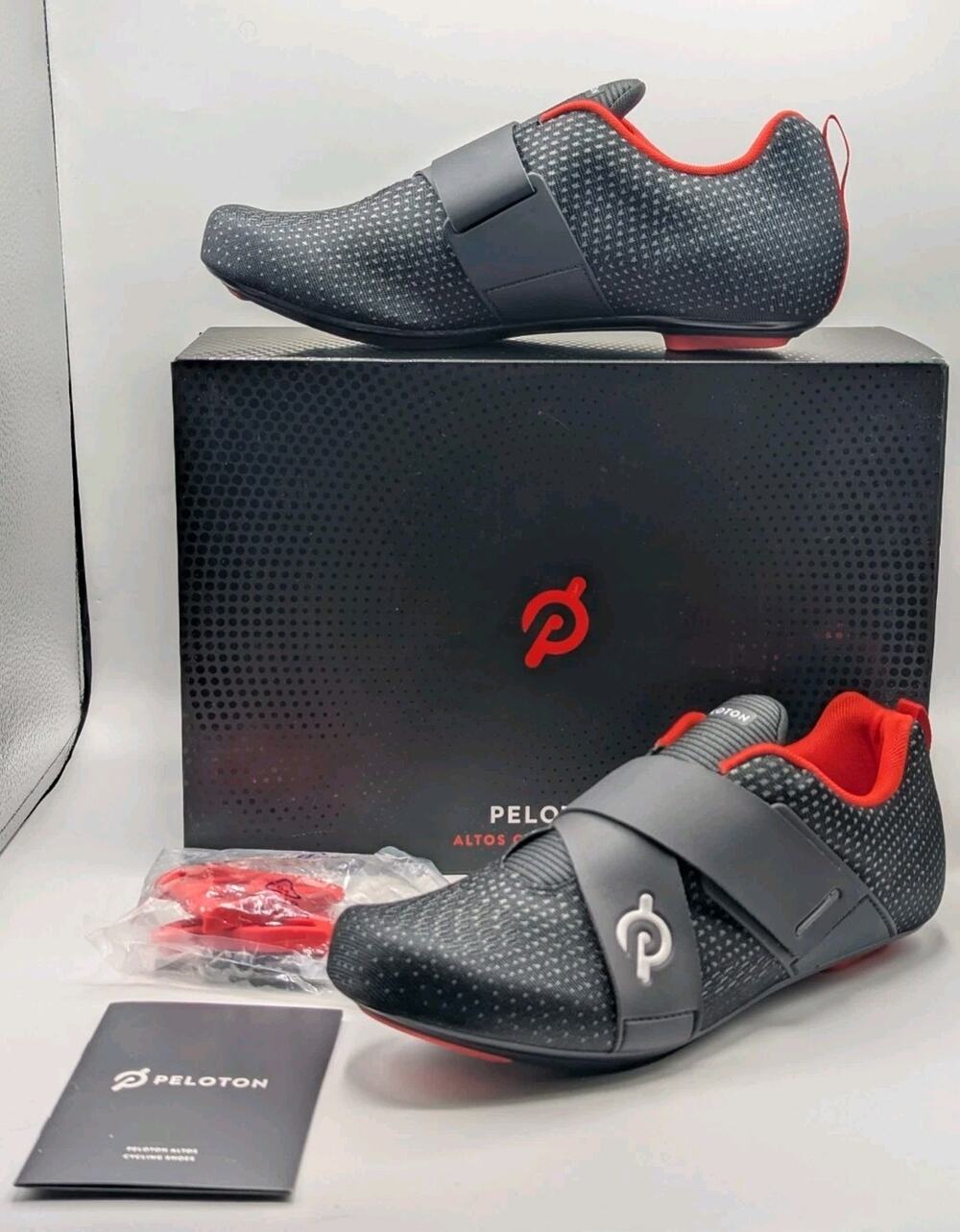 Peloton Altos Cycling Shoes Mens Size 12 With Hardware Biking, Black/Red - New